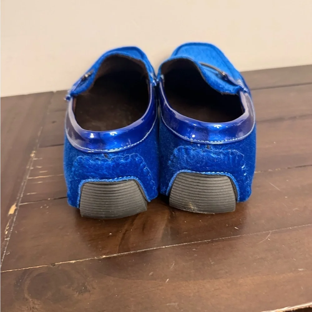 Amali Royal Blue Velvet Driving Loafers Men’s Size 11 Bit Slip On Dress Shoes
